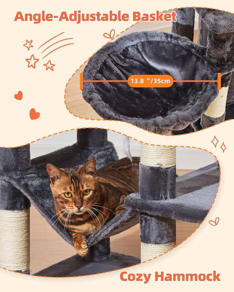 Amazon.com : Taoqimiao Cat Tree, 66.2-Inch Cat Tower for